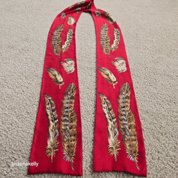 Silk Scarf Bird of Prey Feathers Owl Hawk Eagle Falcon - Picture 1 of 10